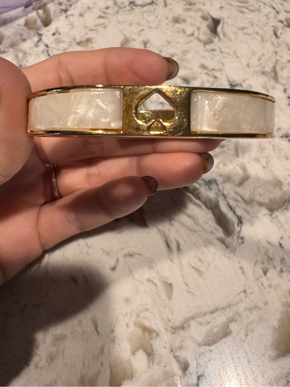 kate spade Gold & Pearl Inlay Spade Bangle